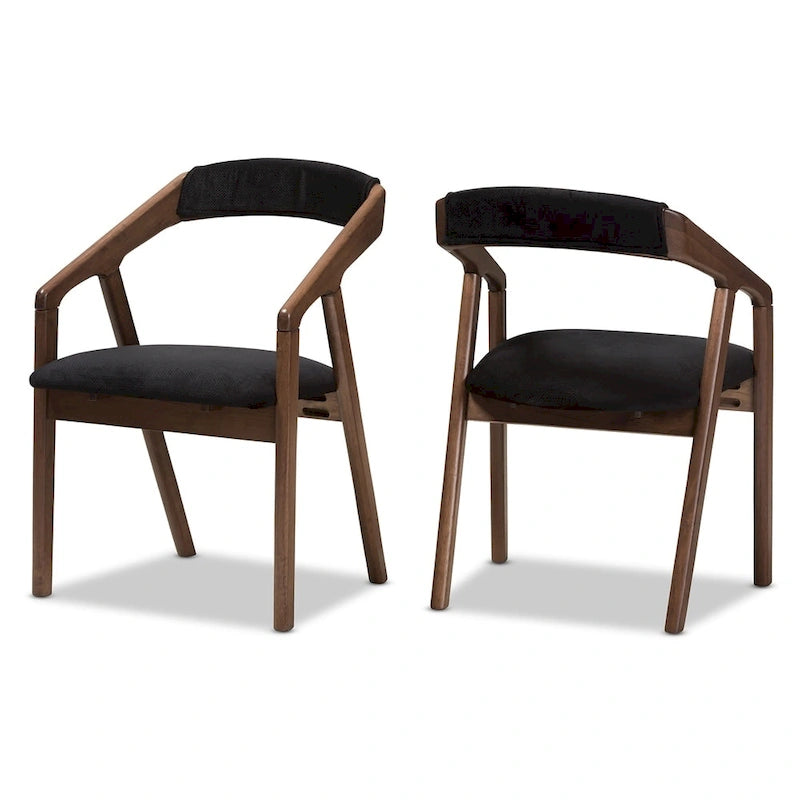 5-delige eetkamerset van grijze stof in mid-century stijl van Baxton Studio