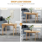 HOMCOM 55 massief houten keukentafel, klaptafel voor kleine ruimtes, opvouwbare eettafel