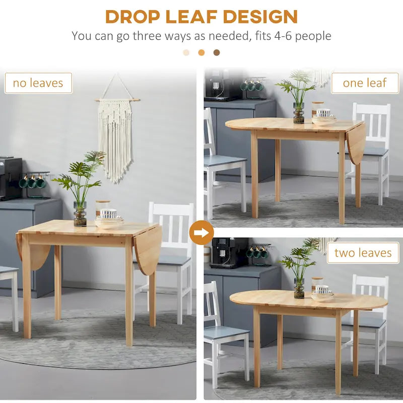 HOMCOM 55 massief houten keukentafel, klaptafel voor kleine ruimtes, opvouwbare eettafel