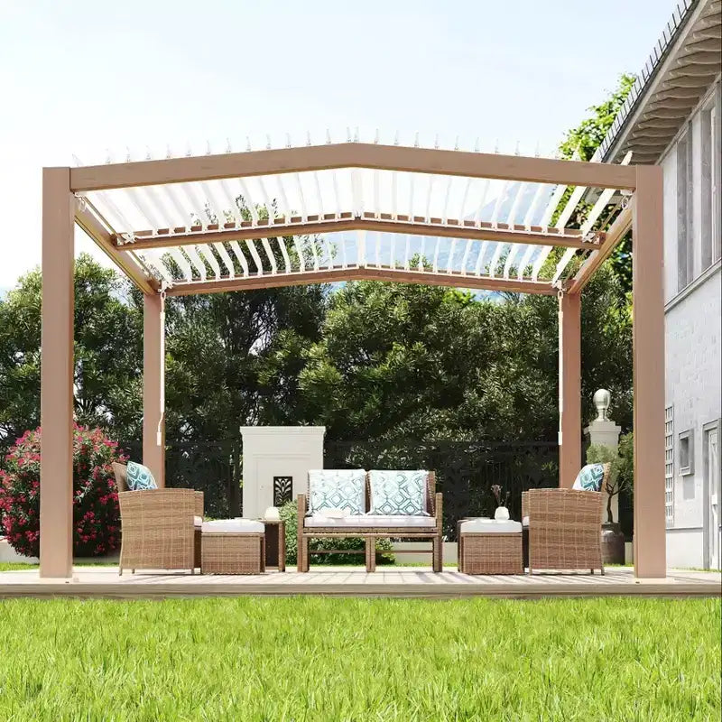 11x13 overkapping voor buiten met verstelbaar lamellen dak, versterkt aluminium frame, tuinhuis voor terras, achtertuin en tuin