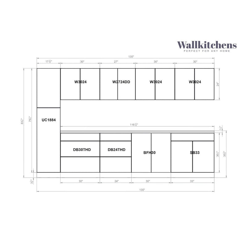 Keuken Elegante Collectie Zwarte Kleur Basis Maat 11Ft Breed - 135x24