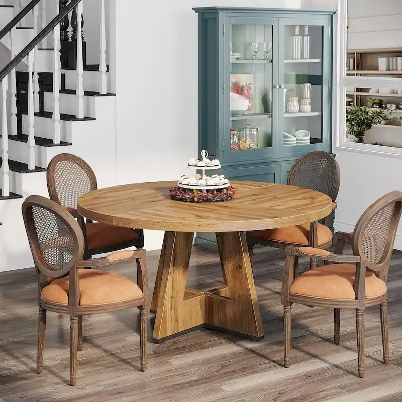 47 inch ronde eettafel voor 4 personen, houten keukentafel voor keuken, eetkamer en woonkamer - N.v.t.