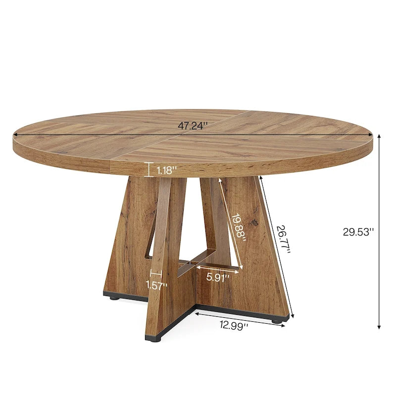 47 inch ronde eettafel voor 4 personen, houten keukentafel voor keuken, eetkamer en woonkamer - N.v.t.