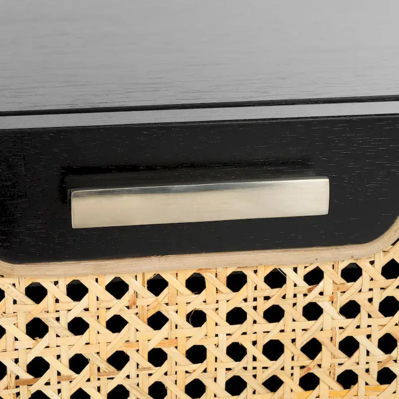 Nachtkastje met 1 lade, rotanpanelen en open schap