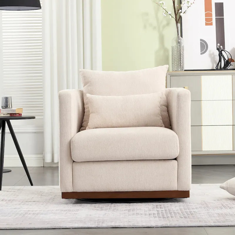 Chenille Draaibare Fauteuil met Metalen Onderstel