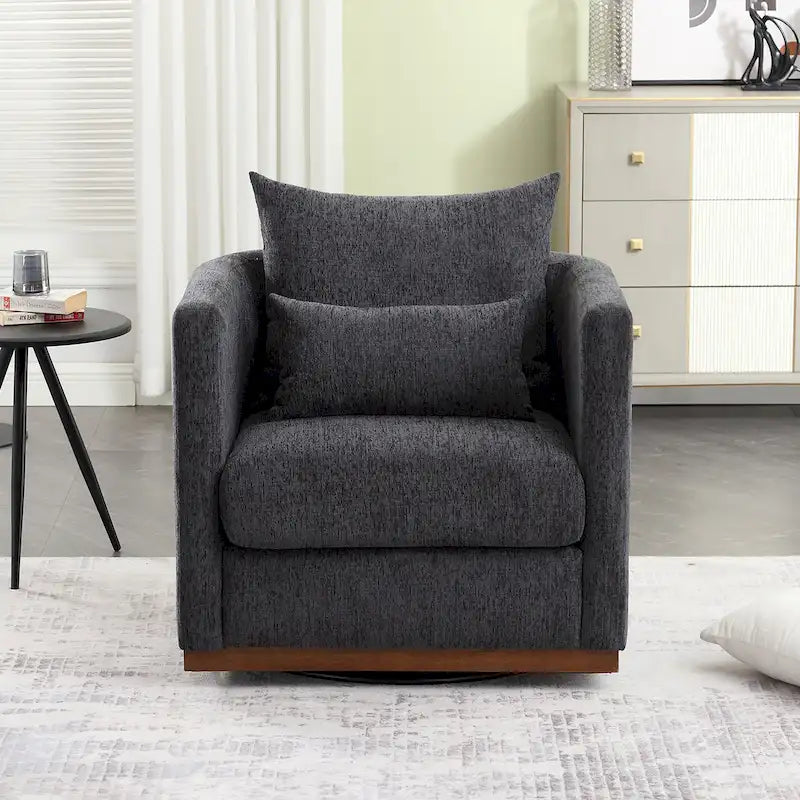 Chenille Draaibare Fauteuil met Metalen Onderstel
