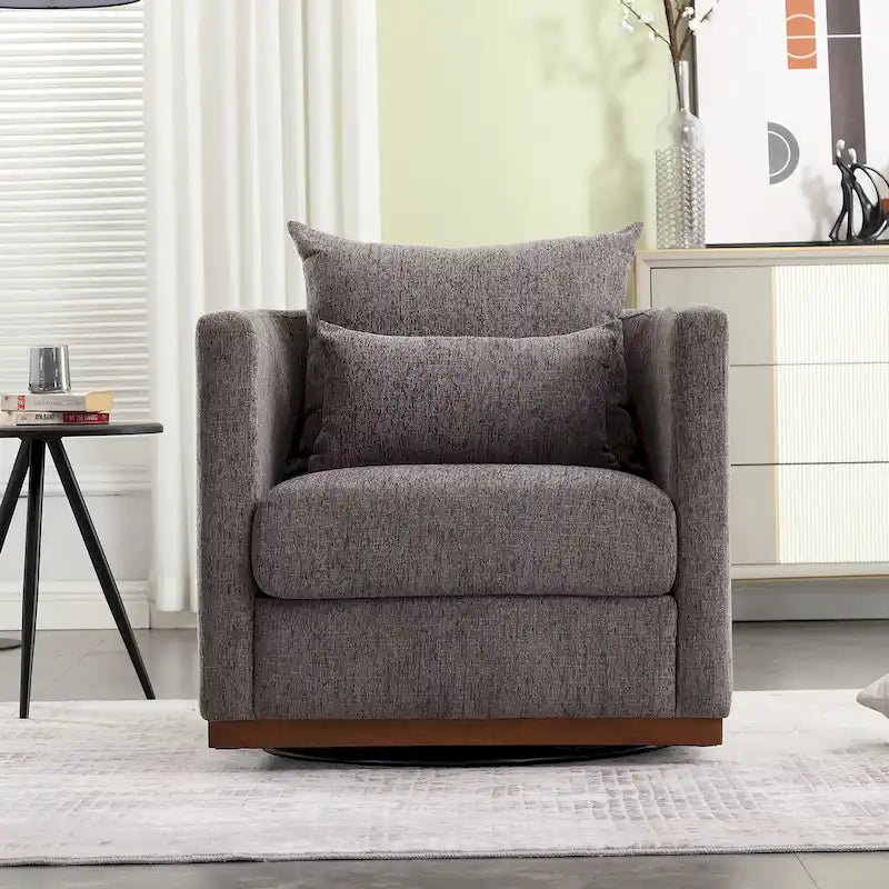 Chenille Draaibare Fauteuil met Metalen Onderstel