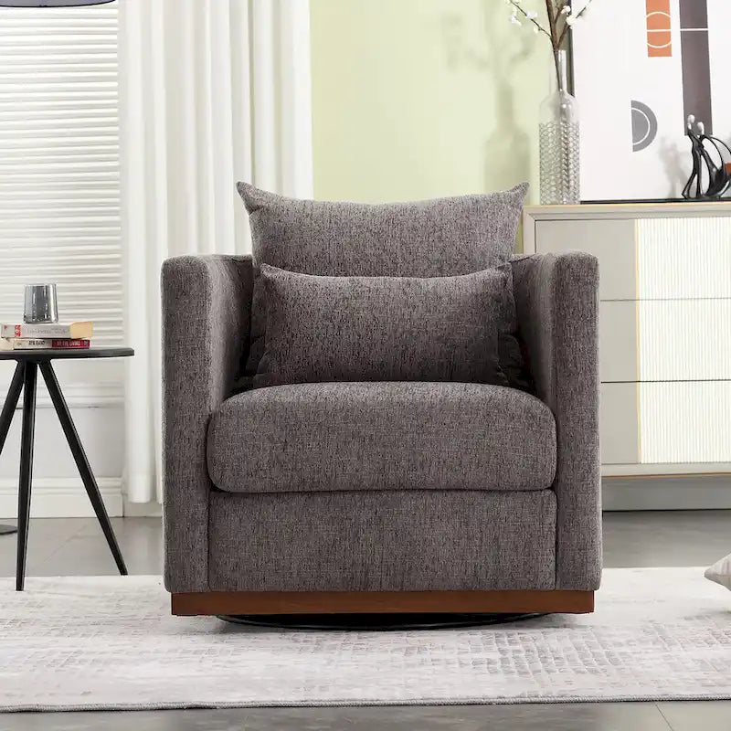 Chenille Draaibare Fauteuil met Metalen Onderstel
