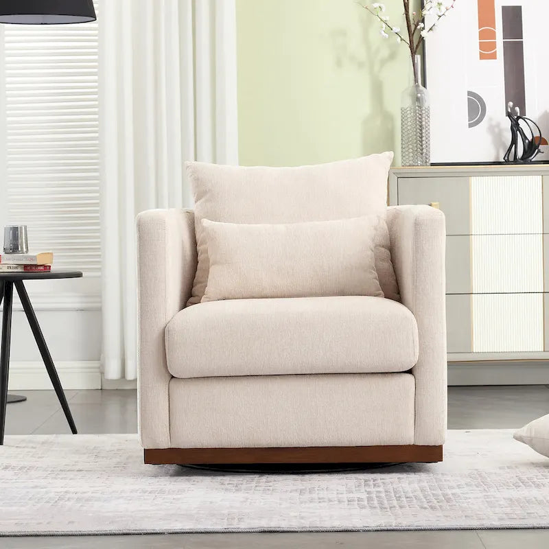 Chenille Draaibare Fauteuil met Metalen Onderstel