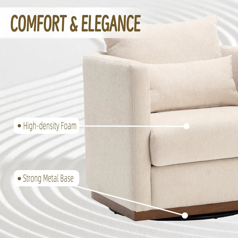 Chenille Draaibare Fauteuil met Metalen Onderstel