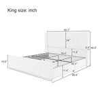 Gestoffeerd bed met ribfluwelen frame, wingback hoofdeinde en hoog voeteneinde (Queen/King size)