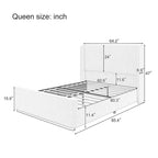 Gestoffeerd bed met ribfluwelen frame, wingback hoofdeinde en hoog voeteneinde (Queen/King size)