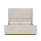 Gestoffeerd bed met ribfluwelen frame, wingback hoofdeinde en hoog voeteneinde (Queen/King size)