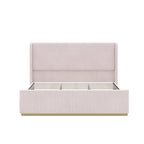Gestoffeerd bed met ribfluwelen frame, wingback hoofdeinde en hoog voeteneinde (Queen/King size)
