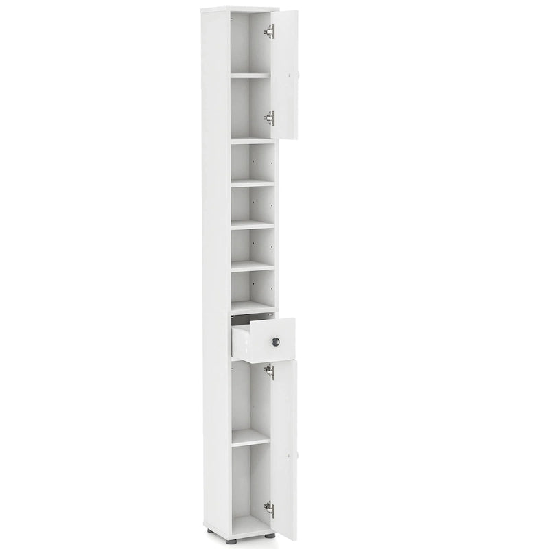 Slanke hoge badkamerkast met lade