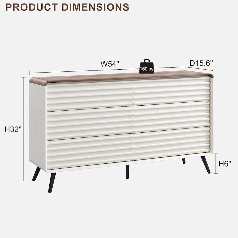 Dressoir met 6 laden en gegroefde voorpanelen