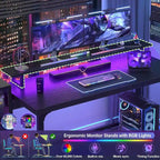 55-inch computerbureau met stopcontacten en ledlichtstrip