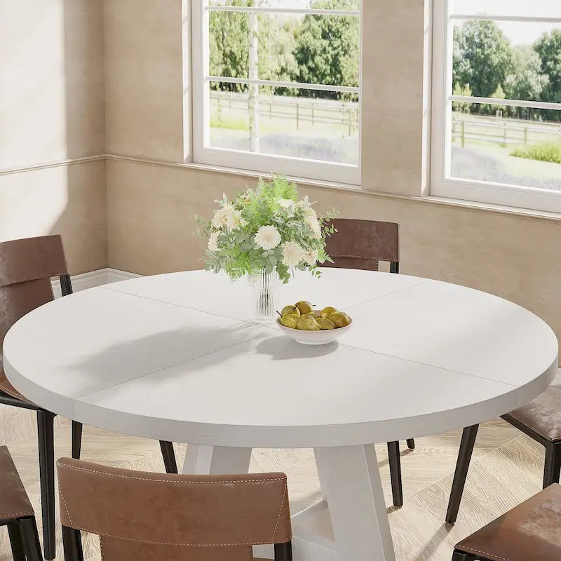 47 inch ronde eettafel voor 4 personen, houten keukentafel voor keuken, eetkamer en woonkamer - N.v.t.