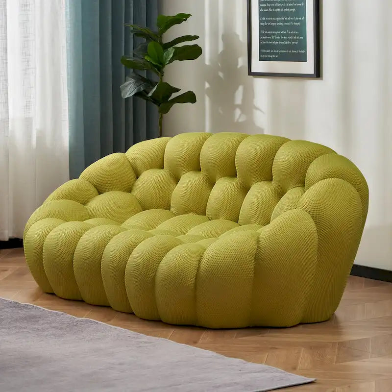 2-zits Bubble gebogen relaxbank, honingraatvorm met 3D-textielstof voor woonkamer, salon en appartement