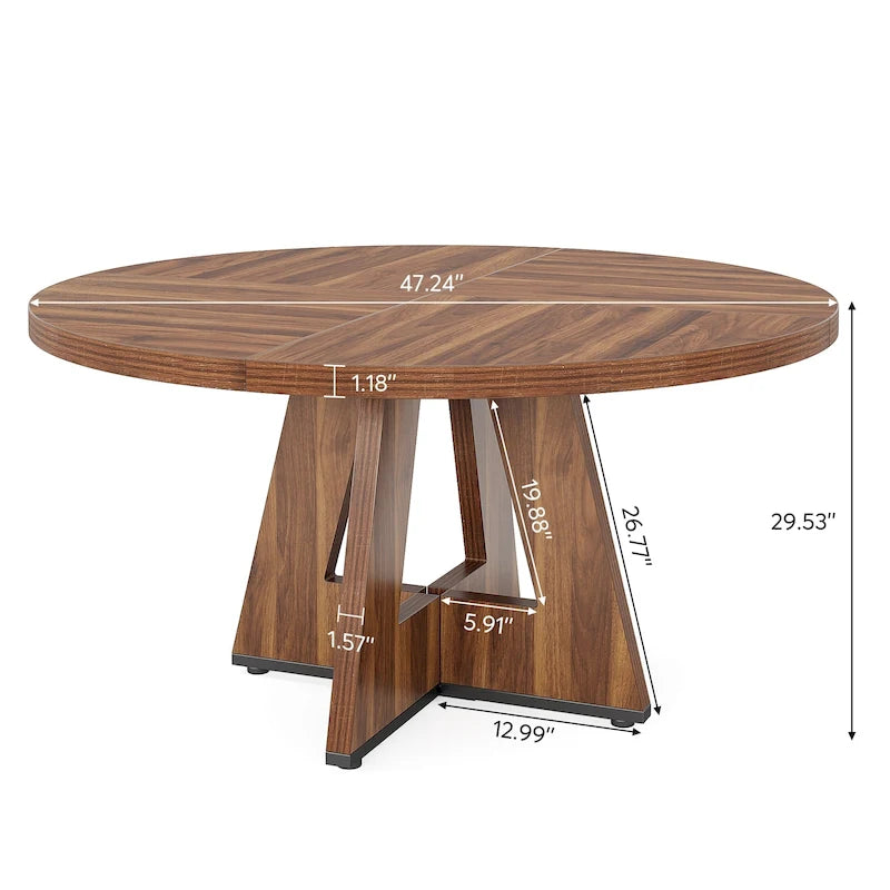 47 inch ronde eettafel voor 4 personen, houten keukentafel voor keuken, eetkamer en woonkamer - N.v.t.