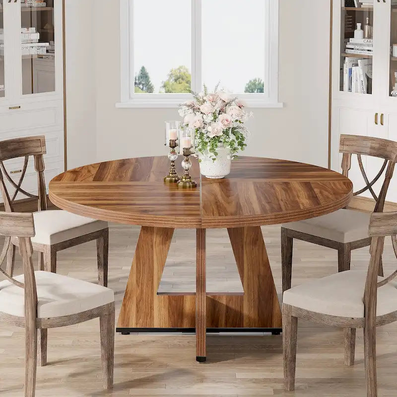 47 inch ronde eettafel voor 4 personen, houten keukentafel voor keuken, eetkamer en woonkamer - N.v.t.