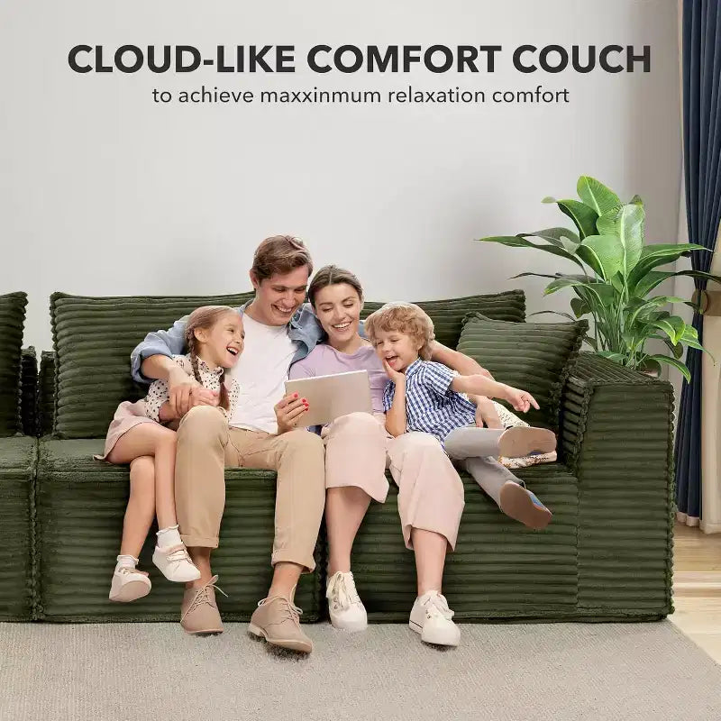 107/ 137 Modulaire Sectiebank Cloud Couch,Diepe Zitting Zonder Frame Bank,Ombouwbare Comfortabele Vloerbanken met Hockers en Memory Foam