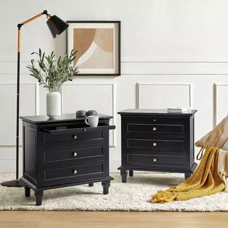 Giorgio 3 - Drawer end table with Built-In Outlets Set of 2|HULALA HOME