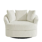 DREAMSIDEA Recessed Arm Slipcovered Swivel Barrel Chair