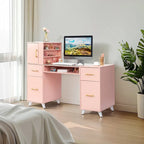 Computerbureau van 55 inch met planken, laden en kastje