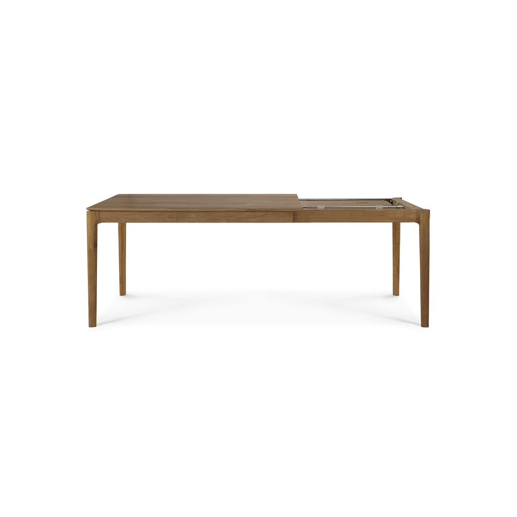 Natuurlijke teak uitschuifbare eettafel met verborgen verlengblad voor de eetkamer