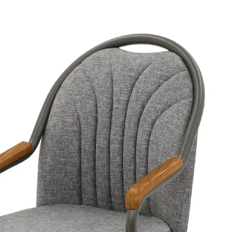 Chromcraft Douglas eetkamerstoelen met wieltjes in kastanjebruin, grijze afwerking (set van 2)