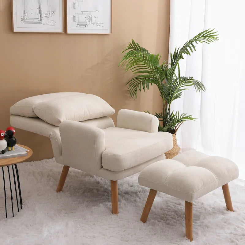 Fauteuil met voetenbank, met verstelbare rugleuning