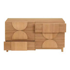 Moderne geometrische ladekast met 6 lades, brede opbergkast met halve cirkelaccenten voor slaapkamer en woonkamer