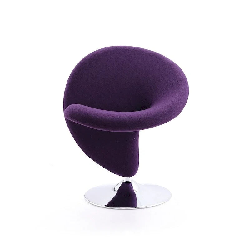 Manhattan Comfort Curl verchroomde accentstoel met draaifunctie van wolmix (set van 2)