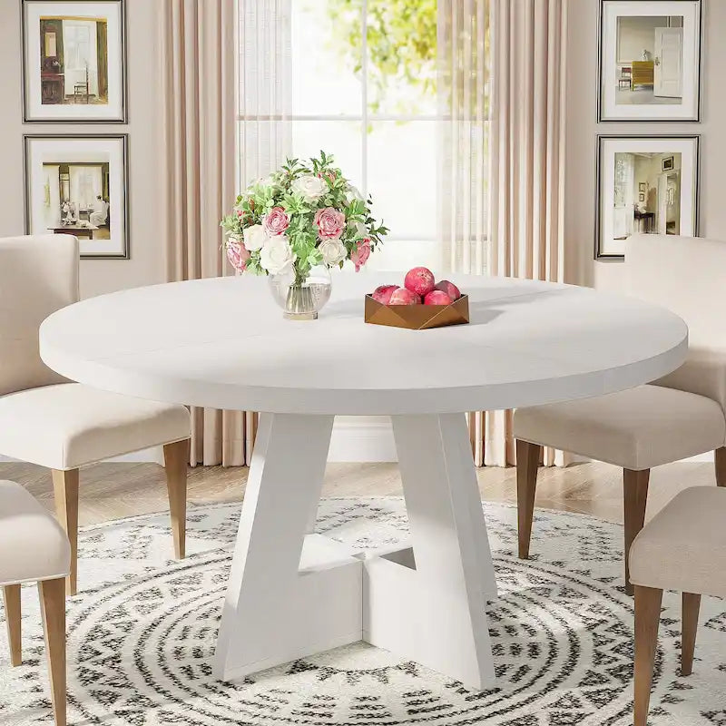 47 inch ronde eettafel voor 4 personen, houten keukentafel voor keuken, eetkamer en woonkamer - N.v.t.