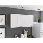 120 Wall Cabinet , Four Doors, Two Cabinets, Two Shelves -White