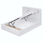 Wood Queen Size Hydraulic Platform Bed with Storage LED Headboard