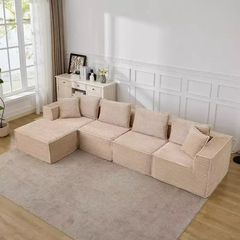 107/ 137 Modulaire Sectiebank Cloud Couch,Diepe Zitting Zonder Frame Bank,Ombouwbare Comfortabele Vloerbanken met Hockers en Memory Foam
