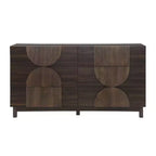 Moderne geometrische ladekast met 6 lades, brede opbergkast met halve cirkelaccenten voor slaapkamer en woonkamer