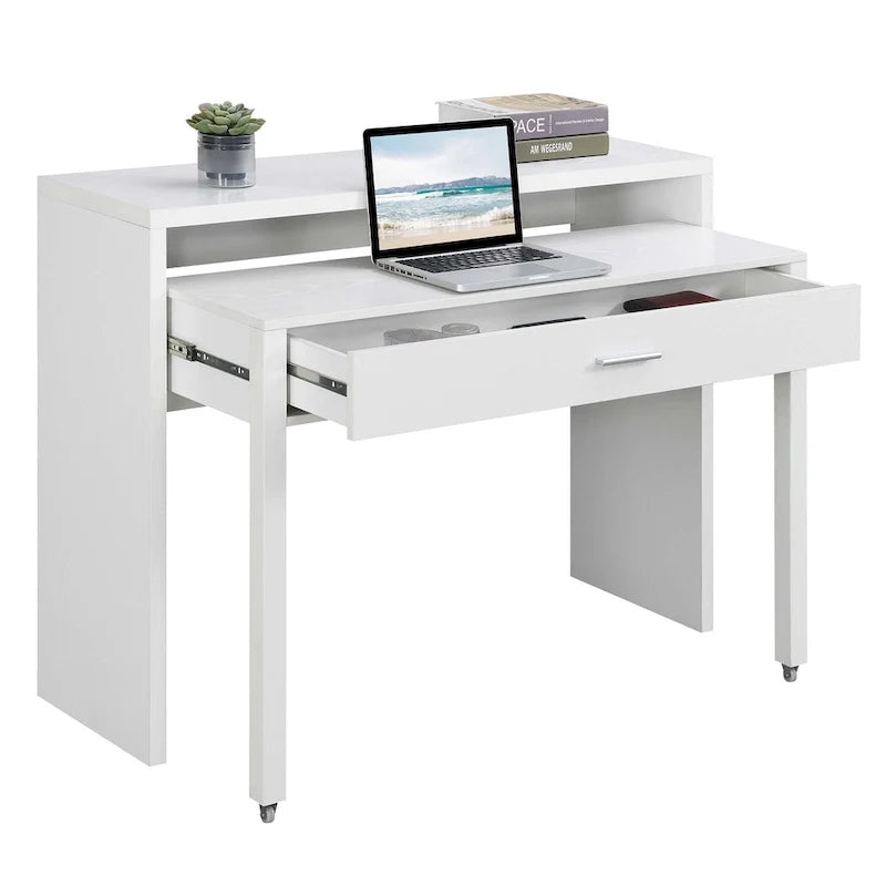 Convenience Concepts Newport JB Console/Uitschuifbaar bureau met lade en verhoger