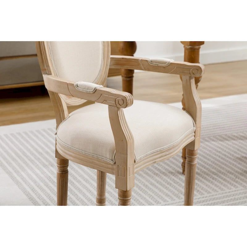 Set van 2 gestoffeerde eetkamerstoelen met armleuningen