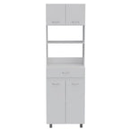 Caribe Microwave Cabinet, Four Legs, One Drawer, Double Door, One Shelf -White