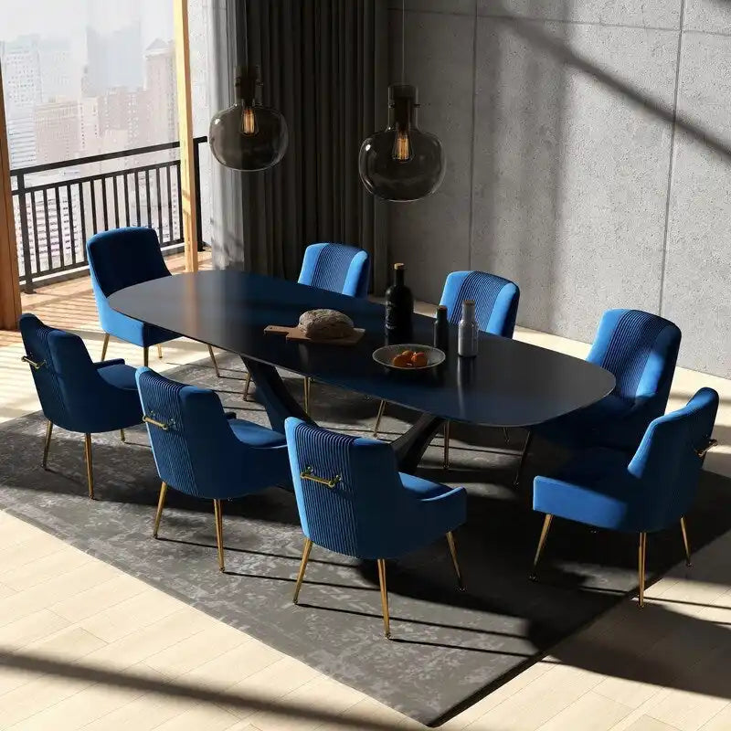 SEYNAR Moderne glamoureuze fluwelen eetkamerstoelen, set van 8 voor de eetkamer, gecapitonneerde fauteuil voor de woonkamer (zonder tafel)