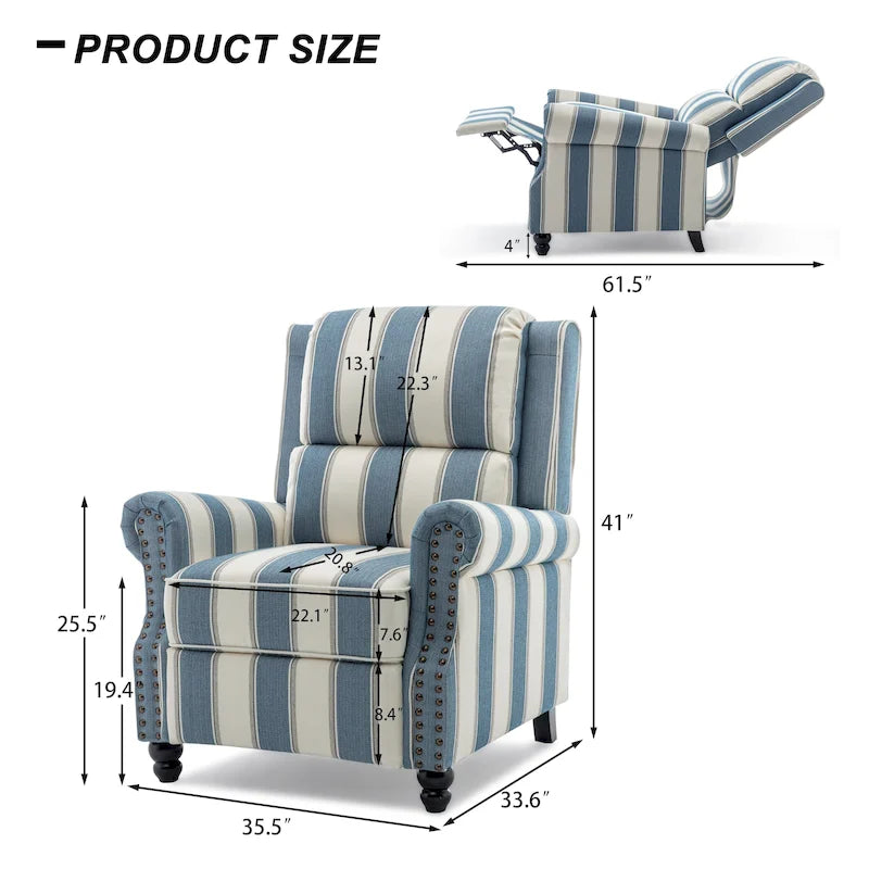 Set van 2 gewatteerde fauteuils met nagelkopbekleding en verstelbare rugleuning