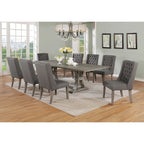 Best Quality Furniture 9-delige rustieke, uitschuifbare grijze eetkamerset