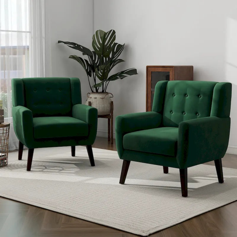 Set van 2 fluwelen accentstoelen voor in de woonkamer, gestoffeerde fauteuil
