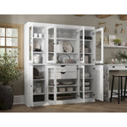 100% Solid Wood Kitchen China Pantry Buffet with Glass or Solid Wood Doors and 2-Drawer Kit 65 x 71.5
