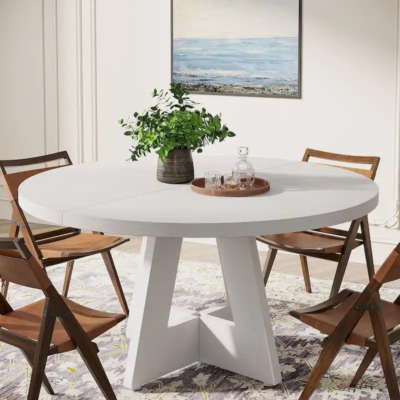 47 inch ronde eettafel voor 4 personen, houten keukentafel voor keuken, eetkamer en woonkamer - N.v.t.