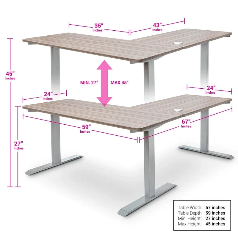 BRODAN Electric Standing Desk, Adjustable Height Office Desk, L Shape