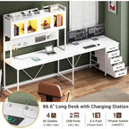 L Shaped Gaming Desk Computer Desk Pegboard 5 Drawers Storage Shelf